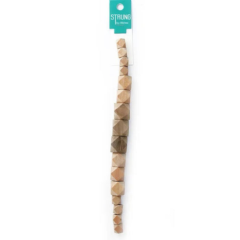 Wooden Facet Shape Strung Beads